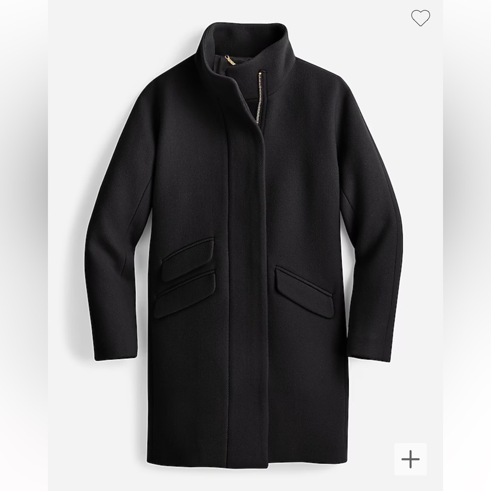 Jcrew Women’s Cocoon coat in Black Italian stadium-cloth wool blend